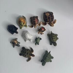 Vintage Bundle of 11 Turtle Miniatures Bone China Japan Oceans Decor Trinkets